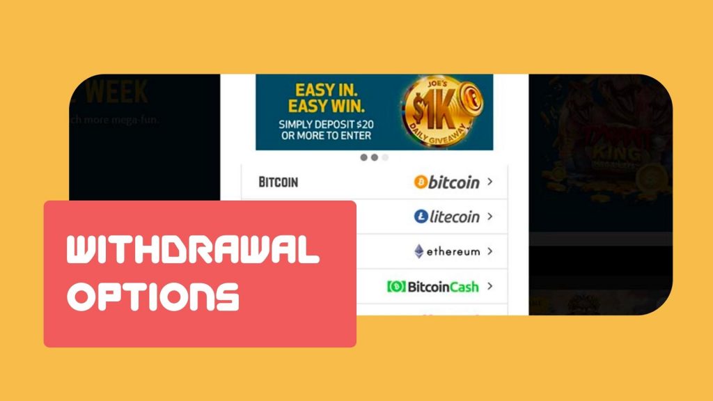 Joe Fortune Withdrawal Options 